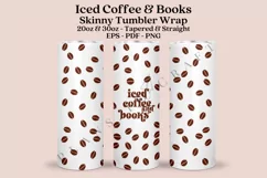 iced coffee books skinny tumbler sublimation design for 20oz and 30oz skinny tumbler sublimation wrap