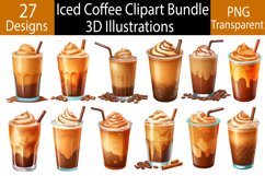 Iced Coffee Clipart Bundle, 3D Illustration Design Product Image 1