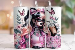Iced Coffee Lover Tumbler Wrap, Coffee Mode Tumbler Wrap PNG Product Image 1