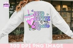 Iced Coffee is My Bestie Png, Funny Skeleton Sublimation PNG Product Image 1