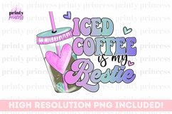 Iced Coffee is My Bestie Png, Funny Skeleton Sublimation PNG Product Image 5