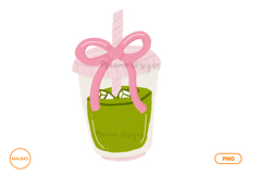 Iced coffee and iced matcha hand drawn png Product Image 3