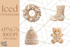 Gingerbread Clip Art PNG, Christmas Ornament Icons Clipart Product Image 1