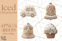 Gingerbread Clip Art PNG, Christmas Ornament Icons Clipart Product Image 1