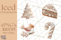 Gingerbread Clip Art PNG, Christmas Ornament Icons Clipart Product Image 1
