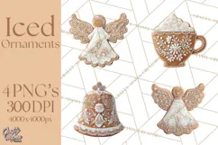Gingerbread Clip Art PNG, Christmas Ornament Icons Clipart Product Image 1