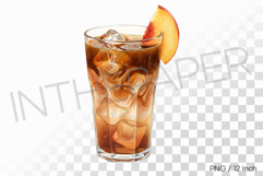 Sweet peach Iced Tea add Shot glass PNG coffee drink Clipart Product Image 1