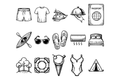 15 Icon Pack Bundle Summer Travel Engraving Style Product Image 1