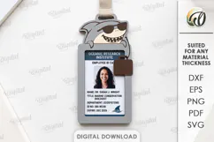 ID Card Holder Laser Cut. Employee Badge Holder SVG Product Image 1