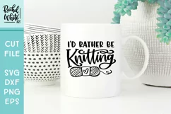 I'd Rather Be Knitting with skein of yarn, Hand Lettered SVG Product Image 2