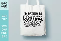 I'd Rather Be Knitting with skein of yarn, Hand Lettered SVG Product Image 4