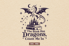 If The Book Has Dragons Count Me In SVG - Fantasy Reader PNG Product Image 1
