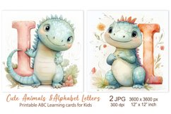 Cute Iguana, Baby Animal Alphabet Letters ABC Printable card Product Image 1