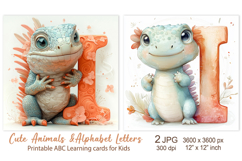 Cute Iguana, Baby Animal Alphabet Letters ABC Printable card Product Image 1