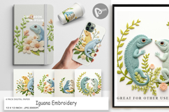 Digital Paper Iguana Embroidery Product Image 1