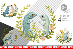 Iguana Embroidery Clipart Product Image 1