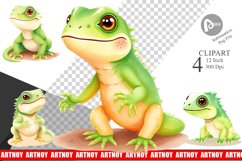 Watercolor Clipart Iguana Wildlife Product Image 1