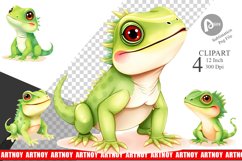 Watercolor Clipart Iguana Wildlife Product Image 1