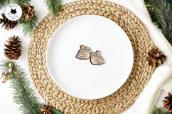Cute Christmas Sloth Stud Earrings SVG | Laser Cut Jewelry Product Image 2
