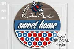 Home Sweet Home Welcome Sign | Patriotic Door Hanger SVG Product Image 1