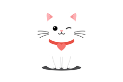 Cute white cat with a heart collar in flat vector art Product Image 1
