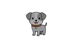 Cute gray puppy character in flat design vector art Product Image 1