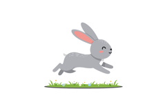 Grey rabbit hopping joyfully in flat design vector art Product Image 1