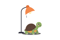 Cute turtle under a lamp in flat vector art style Product Image 1