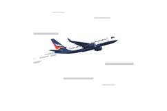 Airplane taking off with clouds in flat and minimal vector a Product Image 1