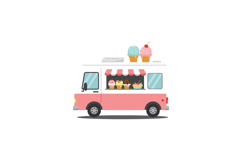 Ice cream truck with colorful cones in flat vector illustrat Product Image 1