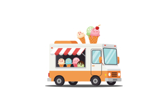 Ice cream truck with colorful cones in flat vector art Product Image 1