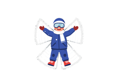 Snowman character making snow angel in flat vector art style Product Image 1