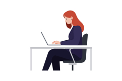 Woman working on laptop in minimal style vector illustration Product Image 1