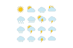 Weather icons showing changes from sunny to stormy in flat v Product Image 1
