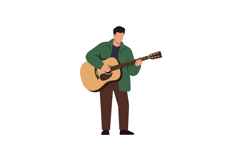 Musician playing acoustic guitar in flat minimal vector art Product Image 1