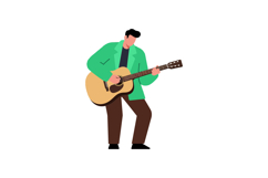 Musician playing guitar in vibrant flat vector illustration Product Image 1