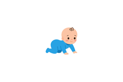 Baby crawling in blue outfit detailed vector illustration Product Image 1