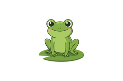 Cute green frog character in flat design style sitting on li Product Image 1
