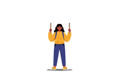 Person holding a blank sign in a minimal flat design vector Product Image 1