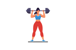 Strong woman lifting weights in vibrant colors with a flat d Product Image 1
