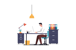 Office workspace scene featuring a focused man working at a Product Image 1