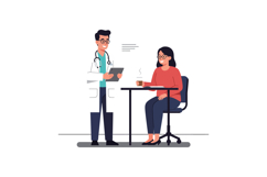 Doctor consulting with patient at table in minimal style vec Product Image 1