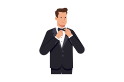 Man adjusting bow tie in formal attire minimal vector illust Product Image 1