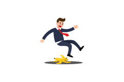 Businessman slipping on banana peel in flat design style vec Product Image 1