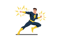 Superhero character in action pose with lightning effects, f Product Image 1