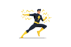 Dynamic superhero character in action pose with vibrant colo Product Image 1