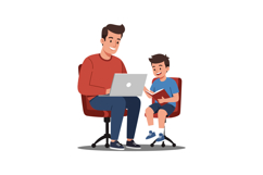 Father and son enjoying quality time together while reading Product Image 1