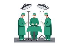 Surgeons in green scrubs performing an operation in a flat a Product Image 1