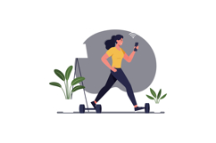 Woman walking with smartphone in hands, modern flat design, Product Image 1