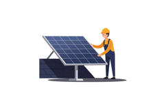 Worker adjusting solar panel with minimal style showcasing r Product Image 1